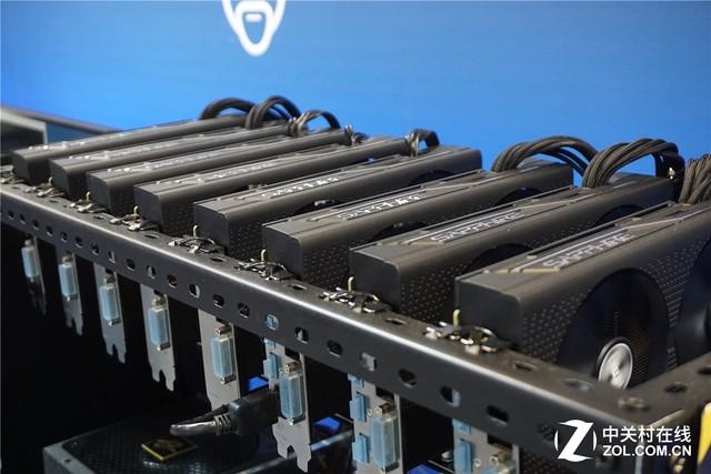 An intricate view of a high-performance mining rig in a professional hosting environment, highlighting its components and efficiency